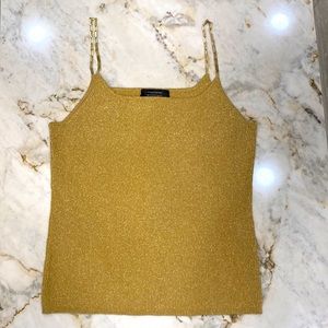 Metallic gold knit tank